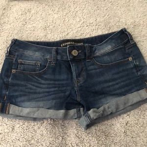 Express low rise jean shorts